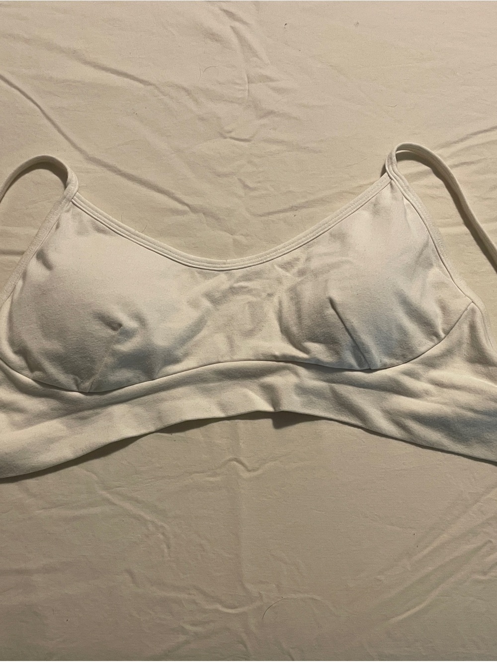 Soft Seamless White Wireless Bralette with Adjustable Straps